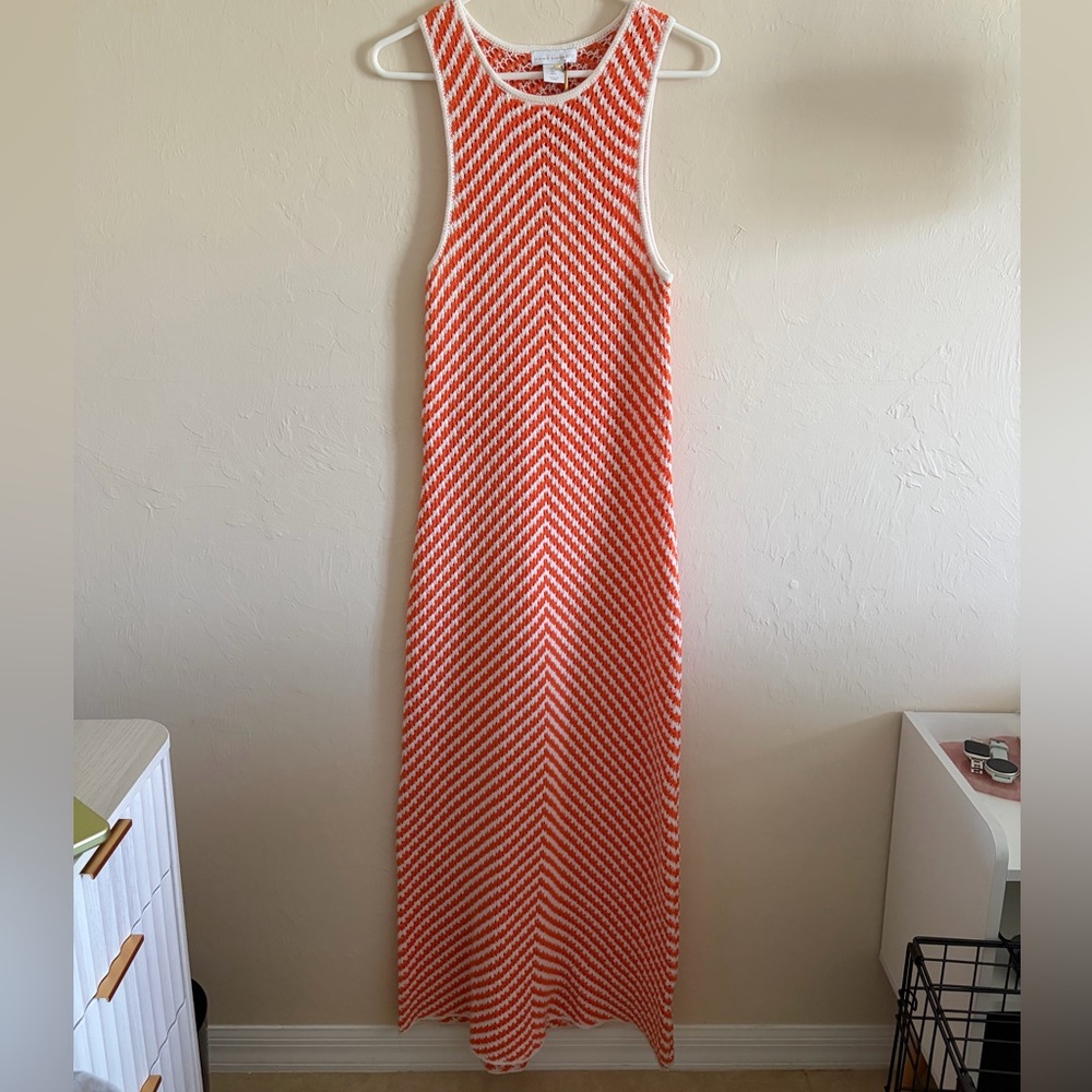 House of Harlow 1960 Orange and White Chevron Maxi Dress